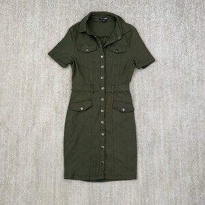 Fashion Nova Short Sleeve Bodycon Denim Summer Mini Dress S Green